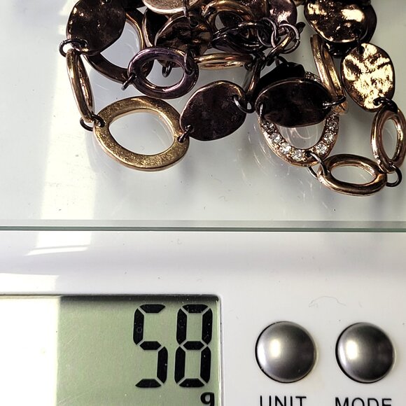 Bronze Long Necklace Multi Shaped Links - Picture 7 of 7